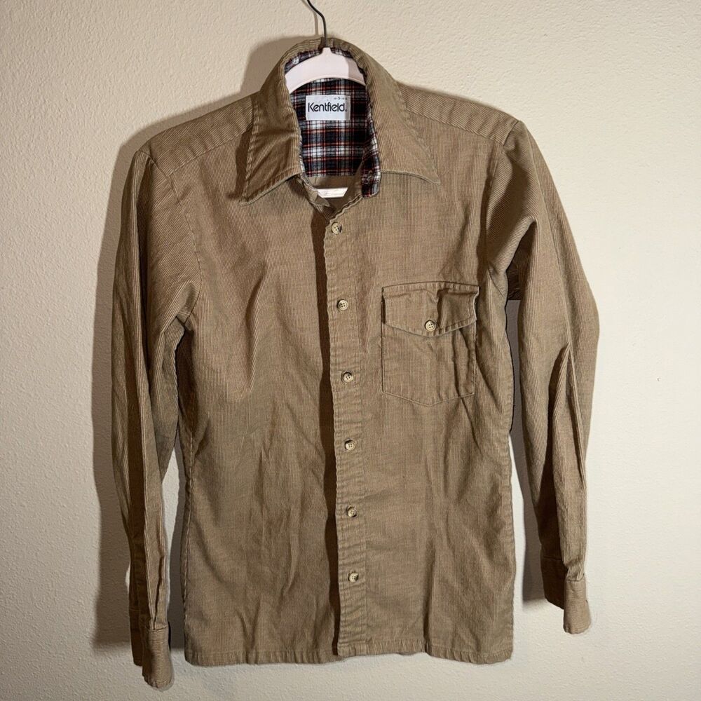 VTG Kentfield Men’s Corduroy Button Up Shirt Tan